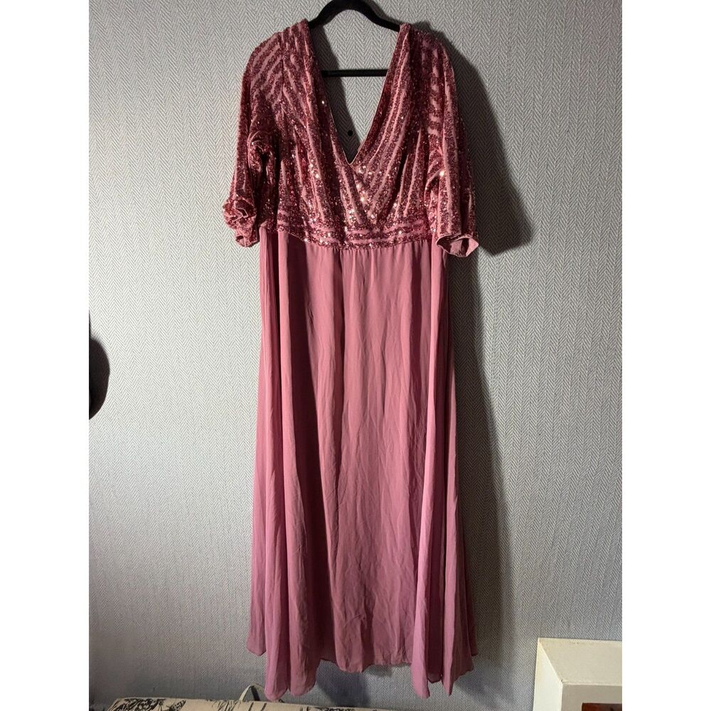 EverPretty Formal Rose Pink Sequin Maxi dress sz 26